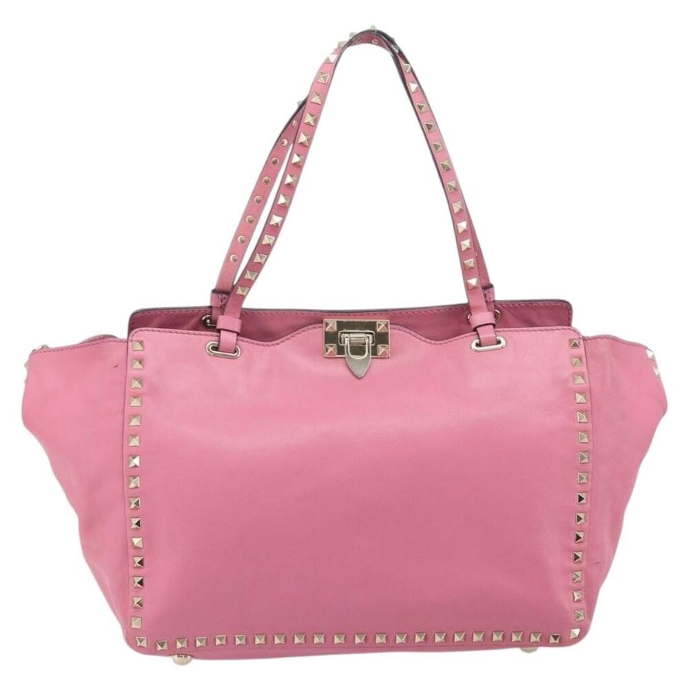 Valentino Leather Studs Tote Bag Pink
